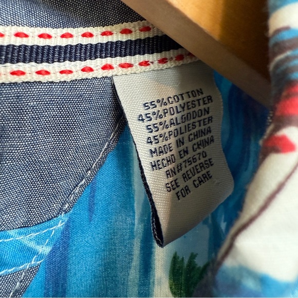 JAM SESSION Men's Blue Graphic Print Hawaiian Shirt Size L Slim Fit Summer - Picture 10 of 11